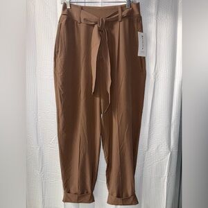 NWT Athleta Cardiff Pants in rustic beige with a tie waist size 12
